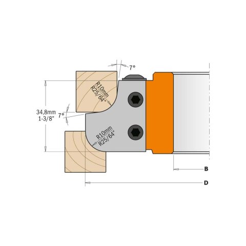 CMT Abrund- und Hohlkehlmesserkopf - D = 121 mm; B = 35...