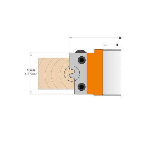 CMT HW Bohrungs - Trapezverleimfräser D 120mm B 40mm L 40mm