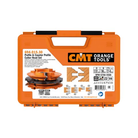 CMT Profil- und Konterprofilmesserkopf Set für Türen D 132mm B 30mm