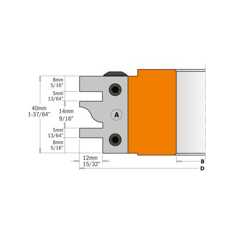 CMT 2 in 1 HW Profil- und Konterprofilmesserkopf Set D 120mm B 30mm I 40mm