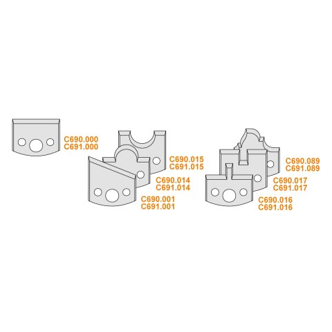 CMT Universal Sicherheits-Profilmesserkopf Set mit 7 Profilmesser D 100mm I 40mm B 30mm - C693.013.04