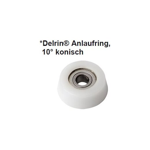 CMT Delrin®* Kugellager-Anlaufring, 10° konisch - D = 22 mm; B = 4,76 mm; Dicke = 6,8 mm
