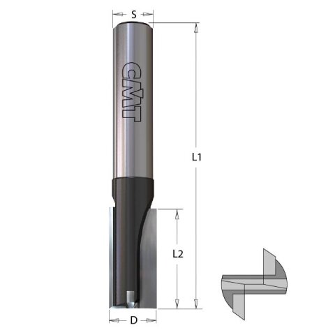 CMT 25mm Nutfräser Z2+1 HW 25x20/70mm Schaft 8mm mit...