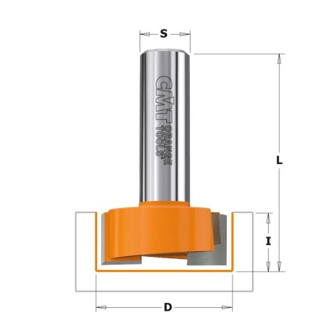 CMT HW Langlochnutfräser - negativ - D = 12,7 mm; I = 19 mm; S = 6 mm