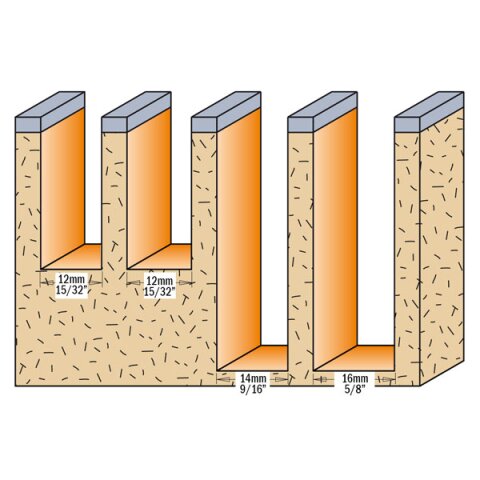 CMT WPL Nutfräser f. Laminat - D = 12 mm; I = 39,5 mm; L = 90 mm; S = 8 mm - C652.122.11