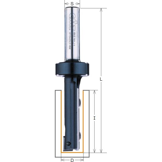 CMT WPL Nutfräser m. Vorschneider - D = 16 mm; I = 48,3 mm; L = 111 mm; S = 12 mm - C653.162.11