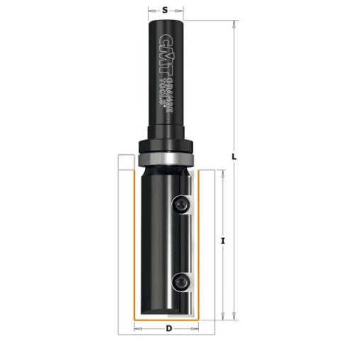 CMT WPL Nutfräser mit Schaft-Anlaufring - D = 19 mm; I = 49,5 mm; L = 100 mm; S = 12 mm - C652.690.11B