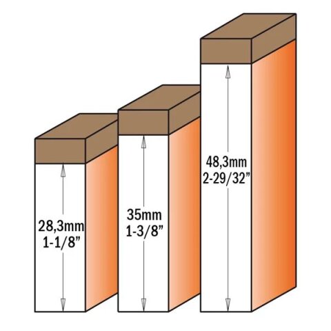 CMT WPL Nutfräser mit Schaft-Anlaufring - D = 19 mm; I = 28,3 mm; L = 69 mm; S = 8 mm