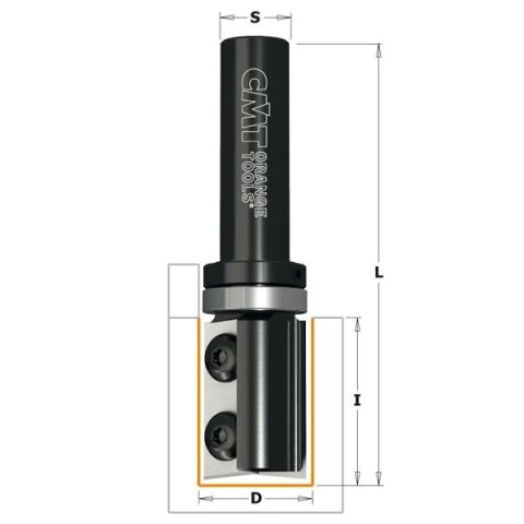 CMT WPL Nutfräser mit Schaft-Anlaufring - D = 19 mm; I = 48,3 mm; L = 100 mm; S = 12 mm - C656.692.11
