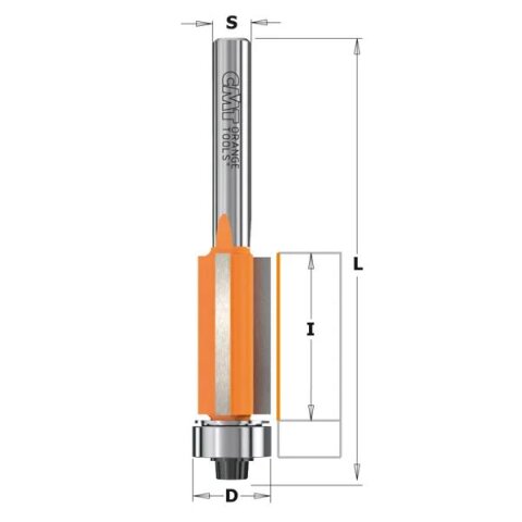 CMT HW Bündigfräser mit Anlaufring Z2 D 12,7mm I 12,7mm S 6mm