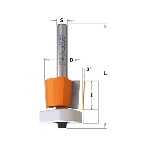 CMT HW 3 in1 Bündigfräser für Laminat - D 12,7 mm I 12,7 mm L 54,2 mm S 8 mm - C907.128.11