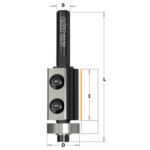 CMT WPL Bündigfräser - D = 19 mm; I = 12 mm; L = 56 mm; S = 6 mm