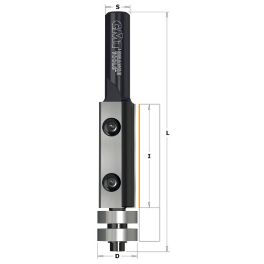 CMT WPL Bündigfräser mit zwei Kugellagern - D = 19 mm; I = 50 mm; L = 112 mm; S = 12 mm