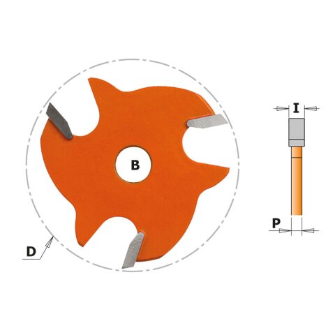 CMT 2,4mm HW Scheibennutfräser I=2,4mm D=47,6mm P=1,27mm B=8mm