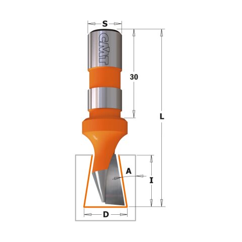 CMT HW 9° Zinkenfräser Z1 D = 14 mm; I = 18 mm;...