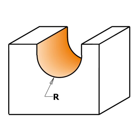 CMT VHW Hohlkehlfräser R = 1,6 mm D = 3,2 mm I = 9,5 mm S = 6 mm