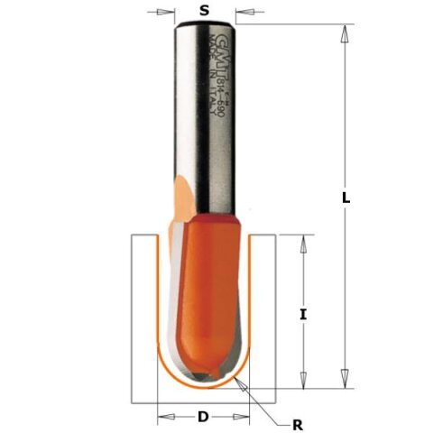 CMT HW Hohlkehlfräser R = 7,9 mm D = 15,8 mm I = 9,5 mm S = 8 mm