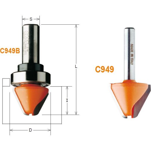 CMT HW Schriftfräser 60° ohne Anlaufring - D = 25,4 mm; I = 19 mm; A = 60°; S = 6 mm