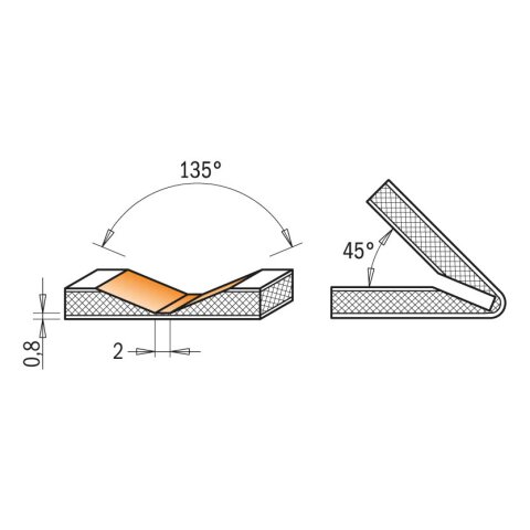 CMT HW V-Nutfräser für Alucobond® - D = 18 mm; I = 3,3 mm; A = 135°; S = 6 mm - C715.002.11