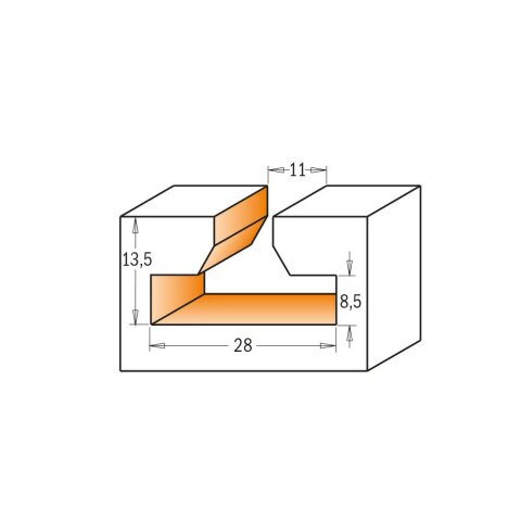 CMT HW Schlüsselloch- / T-Nutfräser - D = 28 mm; d = 11 mm; I = 13,5 mm; S = 12 mm - C950.603.11