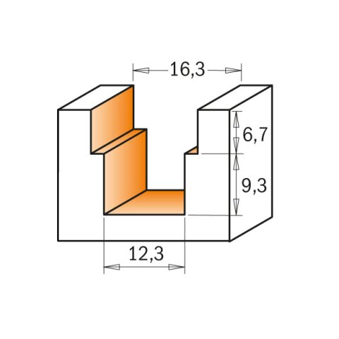 CMT HW Stufenfalzfräser - d = 12,3 mm; D = 16,3 mm ;...