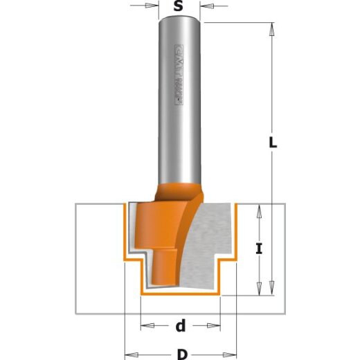 CMT HW Stufenfalzfräser - d = 12,7 mm; D = 19 mm ; I = 15,9 mm; S = 8 mm
