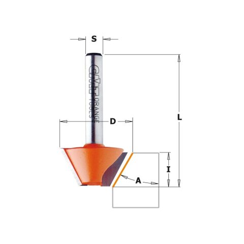 CMT 15° HW Fasefräser ohne Anlaufring D = 24 mm; I = 14 mm; S = 6 mm