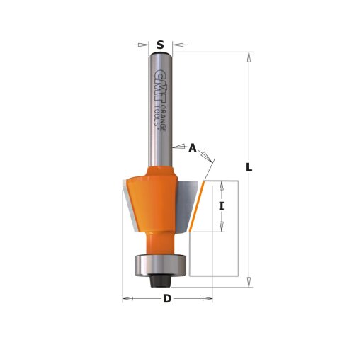 CMT 15° HW Fasefräser mit aniblockier Anlaufring D = 18,6 mm; I = 11 mm; S = 6 mm