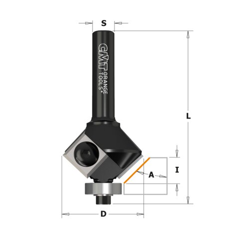 CMT HW Wendeplatten 45° Fasefräser mit Anlaufring D = 29 mm; I = 8 mm; S = 6 mm - C659.047.11