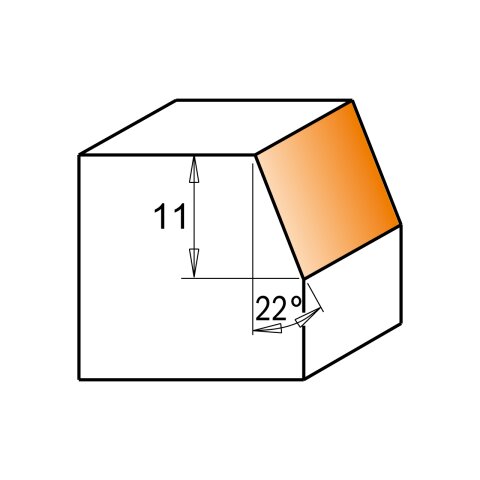 CMT HW Wendeplatten 22° Fasefräser mit Anlaufring D = 25 mm; I = 11 mm; S = 8 mm - C659.022.11