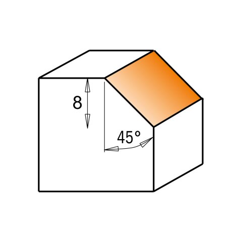 CMT HW Wendeplatten 45° Fasefräser mit Anlaufring D = 29 mm; I = 8 mm; S = 8 mm