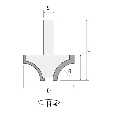 CMT R8mm HW Viertelstabfräser "927" R=8mm D=28,6mm NL=12,7mm Schaft 8mm