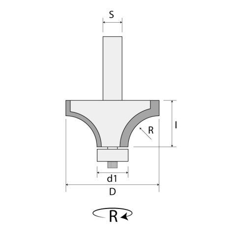 CMT R2mm HW Abrundfräser "738" mit Delrin®-Anlaufring R=2mm D=16,7mm NL=12,7mm Schaft 6mm