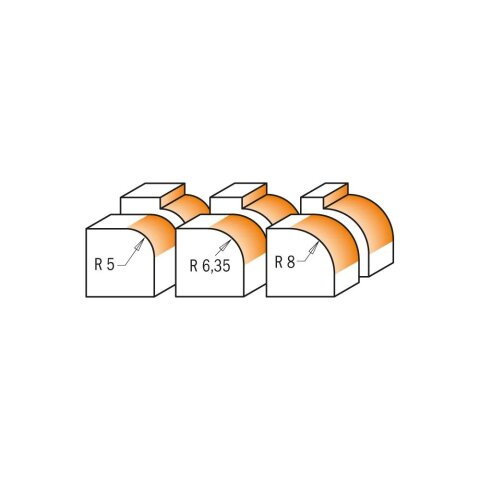 CMT HW Wendeplatten Abrundfräser mit Anlaufring - R = 8 mm; D = 32 mm; I = 24 mm; L = 67 mm; S = 8 mm