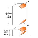 CMT HW Doppelabrundfräser verstellbar D=34 mm; T1=11,1-31,75 mm R=3-2 mm L=100 mm S=12 mm