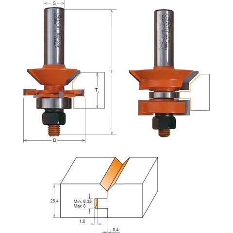 CMT HW V-Nut und Federverbindungs-Set (2 teilig) - D =...