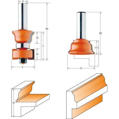 CMT HW Fensterrahmen Fr&auml;ser Set (2 teilig) - D = 38...