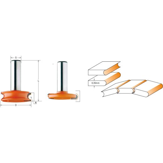 CMT HW Auskehl- und Abrundfräser-Set (2 teilig) - R = 3,2 mm; D = 38 mm; S = 12 mm - C955.701.11
