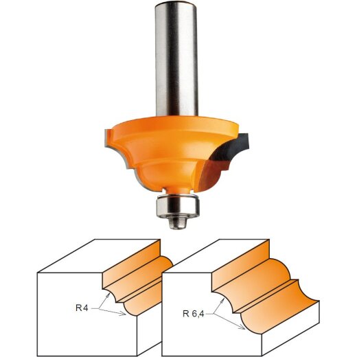 CMT HW Römischer Profilfräser mit Falz - R = 6,4 mm; D = 42,8 mm; I = 18,5 mm; S = 8 mm