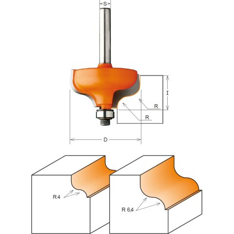 CMT HW Karniesfr&auml;ser mit Falz - R = 6,4 mm; D = 38,1...