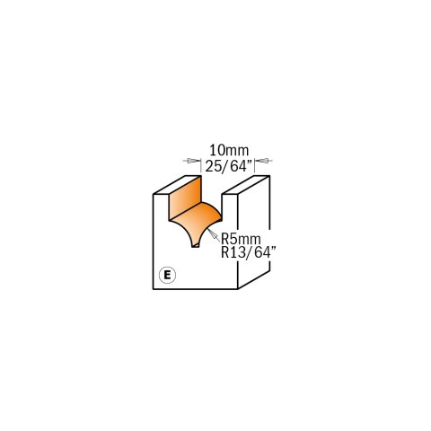 CMT HW Profilnutfräser - D = 10 mm; R = 5 mm; I = 10...