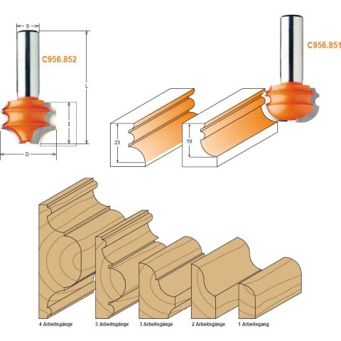 CMT HW Profil-Systemfräser - D = 31,7 mm; I = 23 mm;...