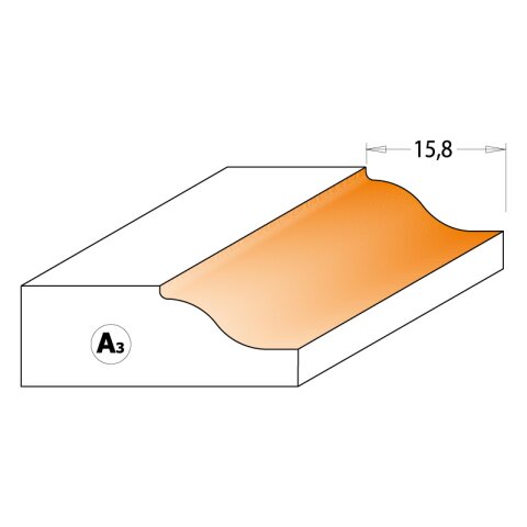 CMT HW Abplattfräser "990 A3" mit Anlaufring D=47,6mm NL=9,5mm Schaft 8mm