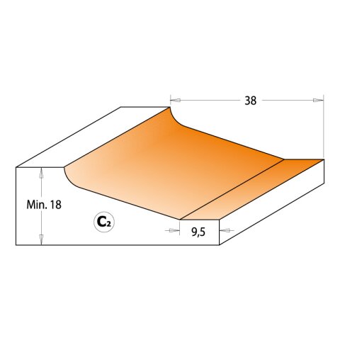 CMT HW Abplattfräser "990 C2" mit Anlaufring D=89mm NL=15mm Schaft 12mm