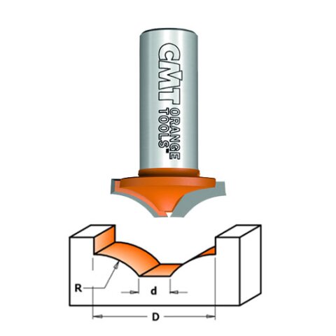 CMT HW Abplatt- und Profilfräser  D 25mm; d 6mm; I 8mm; R 12mm; L 39,8mm; S 8mm - C970.101.11