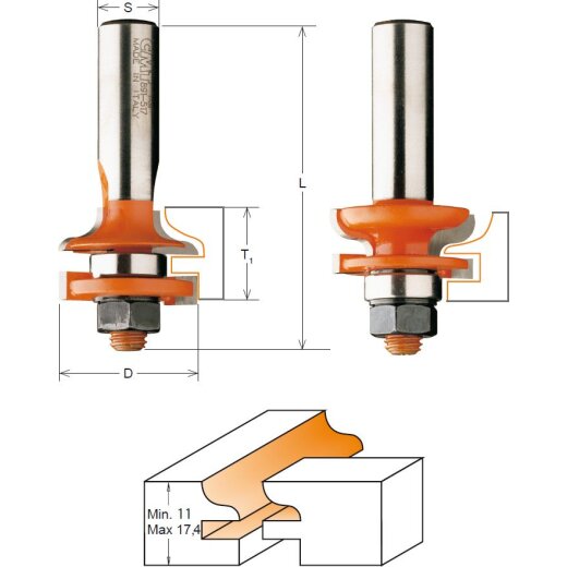 CMT HW Konter- und Profilfräser-Set (2 teilig) - "Sommerfeld-Edition" - D = 31,75 mm; T = 11 mm / 17,4 mm; S = 12 mm