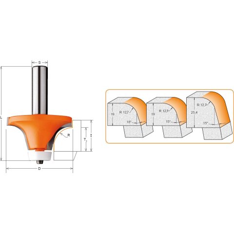 CMT HW Abrundfr&auml;ser (Winkel und Radius) mit...