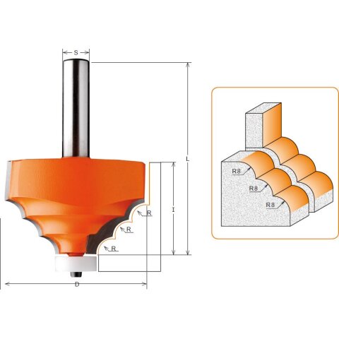CMT HW Profilfräser für Dekokanten mit...