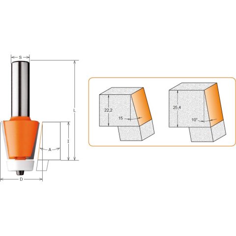 CMT HW Fasefr&auml;ser mit Delrin-Anlaufring - A =...