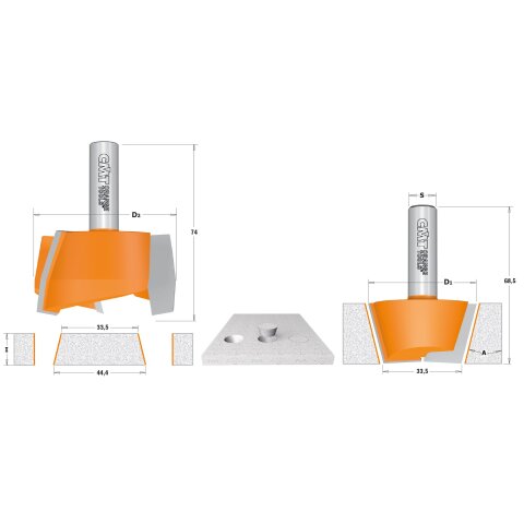 CMT HW Reparatur-Fräserset - D1 = 47,6 mm; D2 = 63,5...